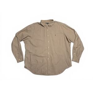 Ralph Lauren Shirt Men's XXL Colored Logo Wheat Yarmouth Long Sleeve Button Down